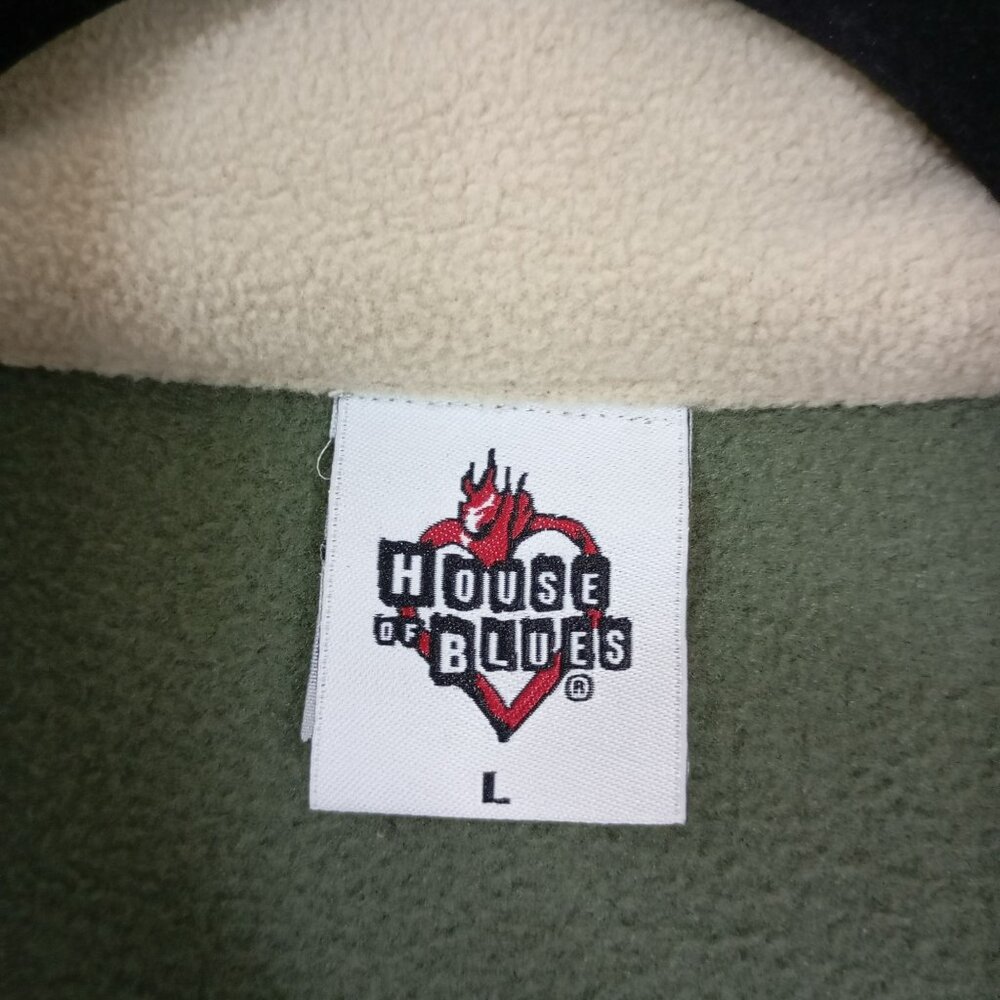 House Of Blues Fleece Jacket Full Zip Large With Beige Collar Embroidered Logo - Picture 2 of 12
